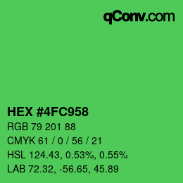 颜色代码: HEX #4FC958 | qconv.com