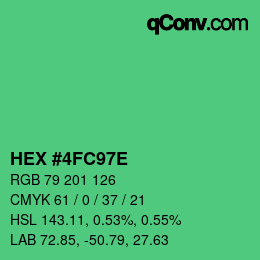 颜色代码: HEX #4FC97E | qconv.com