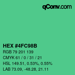 カラーコード: HEX #4FC98B | qconv.com