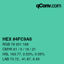 Farbcode: HEX #4FC9A8 | qconv.com