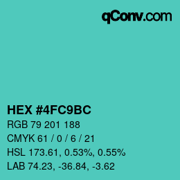 Color code: HEX #4FC9BC | qconv.com
