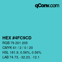 Color code: HEX #4FC9CD | qconv.com