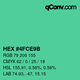 Color code: HEX #4FCE9B | qconv.com