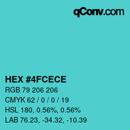 Farbcode: HEX #4FCECE | qconv.com