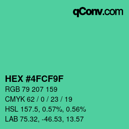 Color code: HEX #4FCF9F | qconv.com