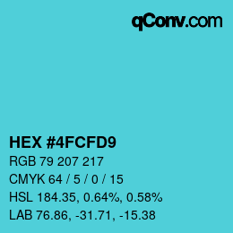 颜色代码: HEX #4FCFD9 | qconv.com