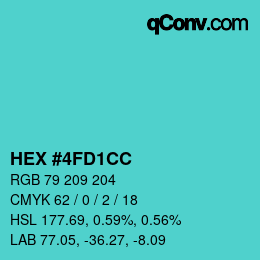 カラーコード: HEX #4FD1CC | qconv.com