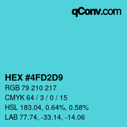 颜色代码: HEX #4FD2D9 | qconv.com