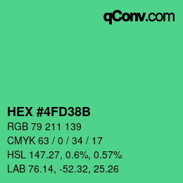 Color code: HEX #4FD38B | qconv.com