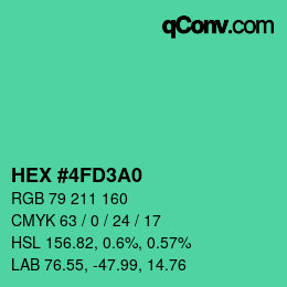 カラーコード: HEX #4FD3A0 | qconv.com