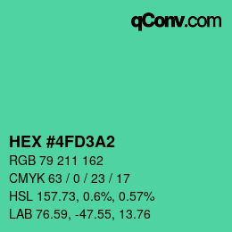 カラーコード: HEX #4FD3A2 | qconv.com