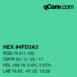 カラーコード: HEX #4FD3A3 | qconv.com