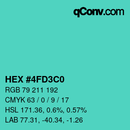 Color code: HEX #4FD3C0 | qconv.com