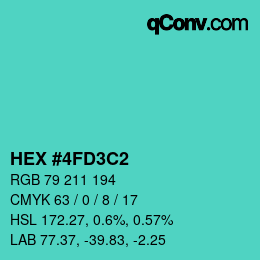 Color code: HEX #4FD3C2 | qconv.com