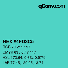 Color code: HEX #4FD3C5 | qconv.com