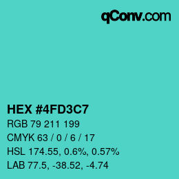 カラーコード: HEX #4FD3C7 | qconv.com