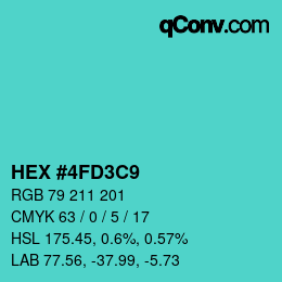 Color code: HEX #4FD3C9 | qconv.com