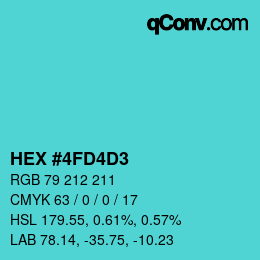 Color code: HEX #4FD4D3 | qconv.com