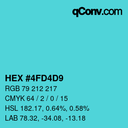 Color code: HEX #4FD4D9 | qconv.com