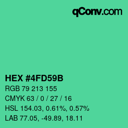 Color code: HEX #4FD59B | qconv.com