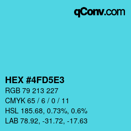 Farbcode: HEX #4FD5E3 | qconv.com