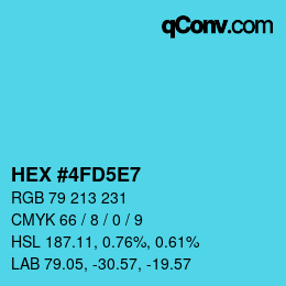 Farbcode: HEX #4FD5E7 | qconv.com