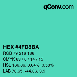 カラーコード: HEX #4FD8BA | qconv.com