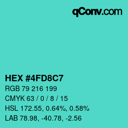 カラーコード: HEX #4FD8C7 | qconv.com