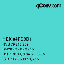 Color code: HEX #4FD8D1 | qconv.com