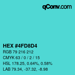 颜色代码: HEX #4FD8D4 | qconv.com
