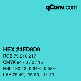 Color code: HEX #4FD8D9 | qconv.com