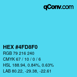 カラーコード: HEX #4FD8F0 | qconv.com