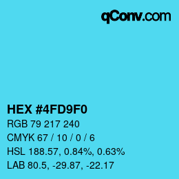 カラーコード: HEX #4FD9F0 | qconv.com