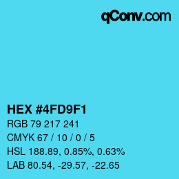 カラーコード: HEX #4FD9F1 | qconv.com