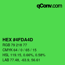 カラーコード: HEX #4FDA4D | qconv.com