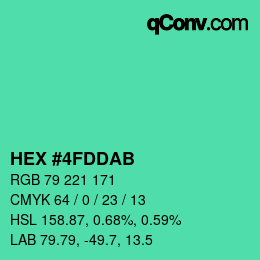 カラーコード: HEX #4FDDAB | qconv.com
