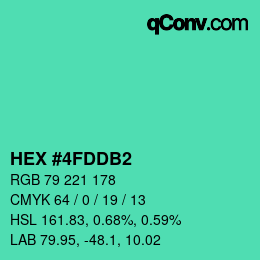 カラーコード: HEX #4FDDB2 | qconv.com
