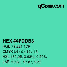 カラーコード: HEX #4FDDB3 | qconv.com