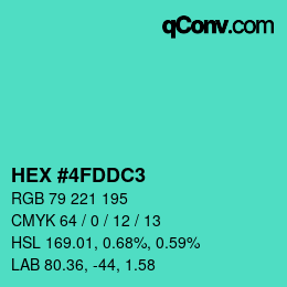カラーコード: HEX #4FDDC3 | qconv.com