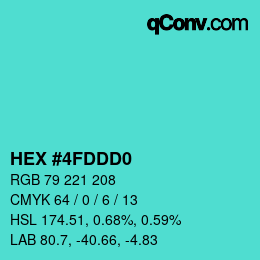 Color code: HEX #4FDDD0 | qconv.com