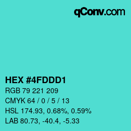 カラーコード: HEX #4FDDD1 | qconv.com