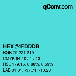 カラーコード: HEX #4FDDDB | qconv.com