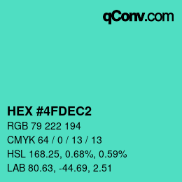 颜色代码: HEX #4FDEC2 | qconv.com