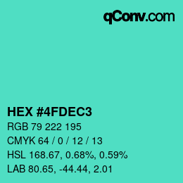 颜色代码: HEX #4FDEC3 | qconv.com