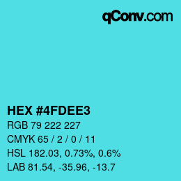 颜色代码: HEX #4FDEE3 | qconv.com