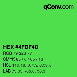 カラーコード: HEX #4FDF4D | qconv.com