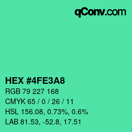 颜色代码: HEX #4FE3A8 | qconv.com