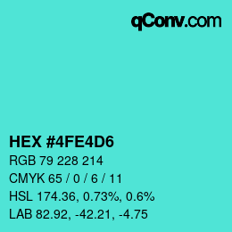 カラーコード: HEX #4FE4D6 | qconv.com