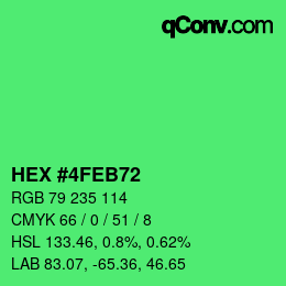 Farbcode: HEX #4FEB72 | qconv.com
