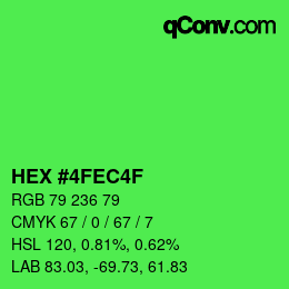 Color code: HEX #4FEC4F | qconv.com